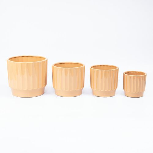 Ghiveci Ceramica Set 4 buc - Portocaliu Deschis (GR67 23051)