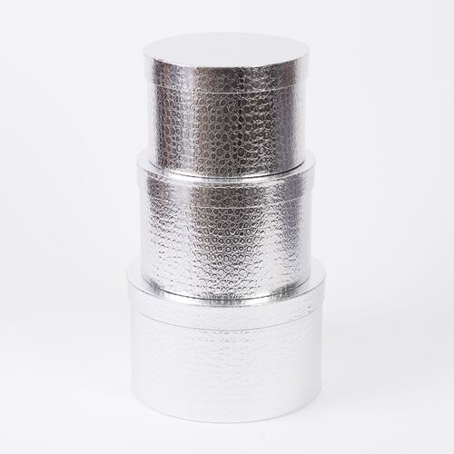 Set 3 Cutii Rotunde - Argintiu Metalizat W2741